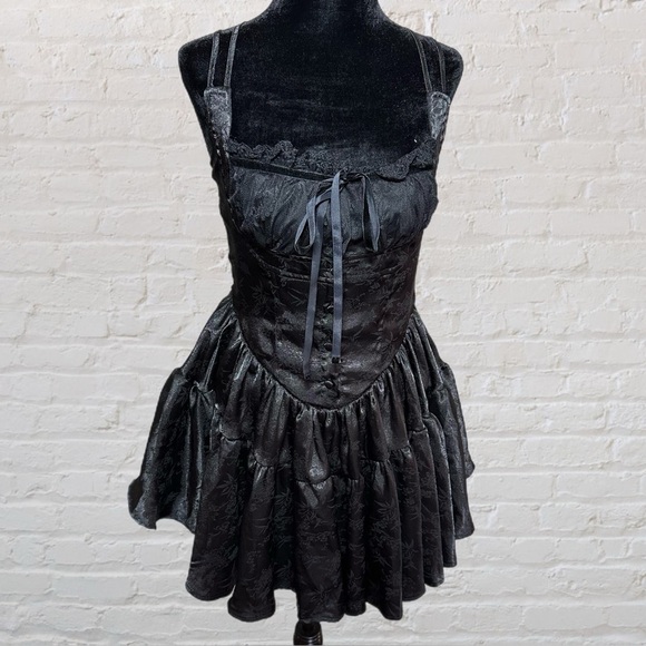 SHEIN Dresses & Skirts - SHEIN Black Victorian Ruffle Romantic Goth Mini Dress in Women’s Size US Medium